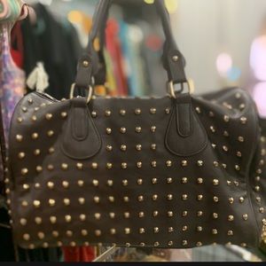Brown gold studs hand bag